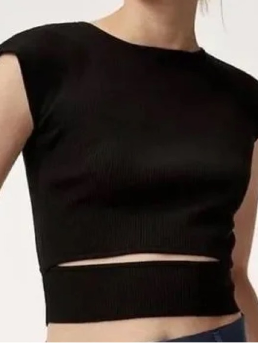 Wilfred Black Ribbed Cutout Crop Top